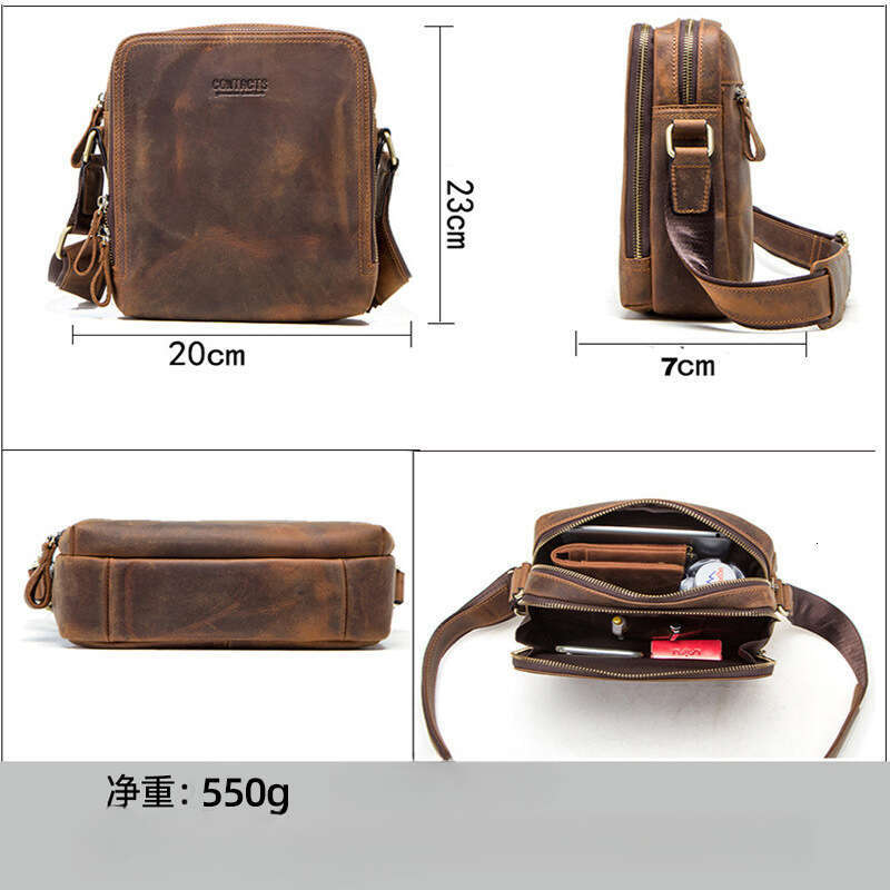 Luxury Shoulder Bags Totes Black Angel Factory Direct Sale Retro Crazy Horse Genuine Leather Men S Crossbody Bag Cross Border Dropshipping SENYY