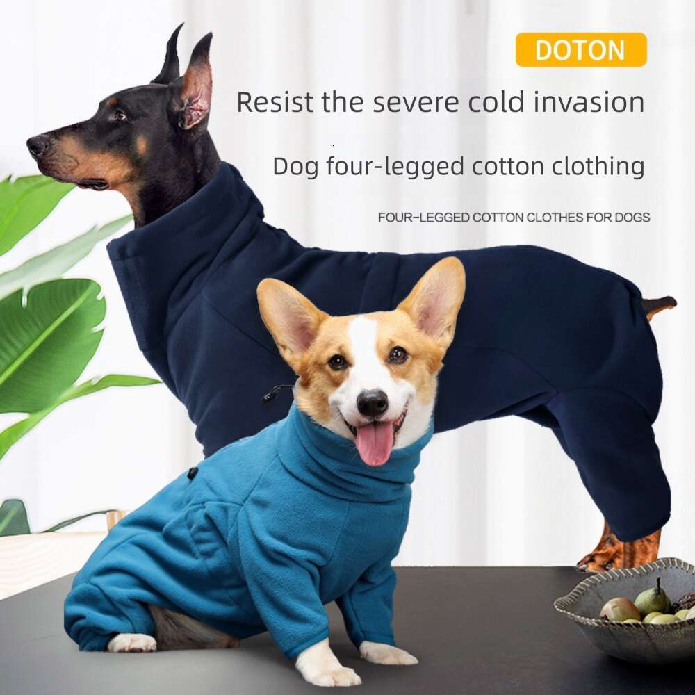 Famous brand small and medium-sized dogs cross-border winter dog clothing, thick and warm cotton all inclusive four legged clothing, pet clothing, pup