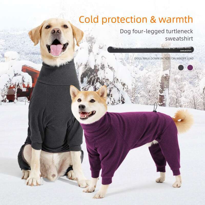 Famous brand cross-border new pet clothing, big dog quadruped clothing, high neck warm and cold resistant winter big dog clothing pupakaIK