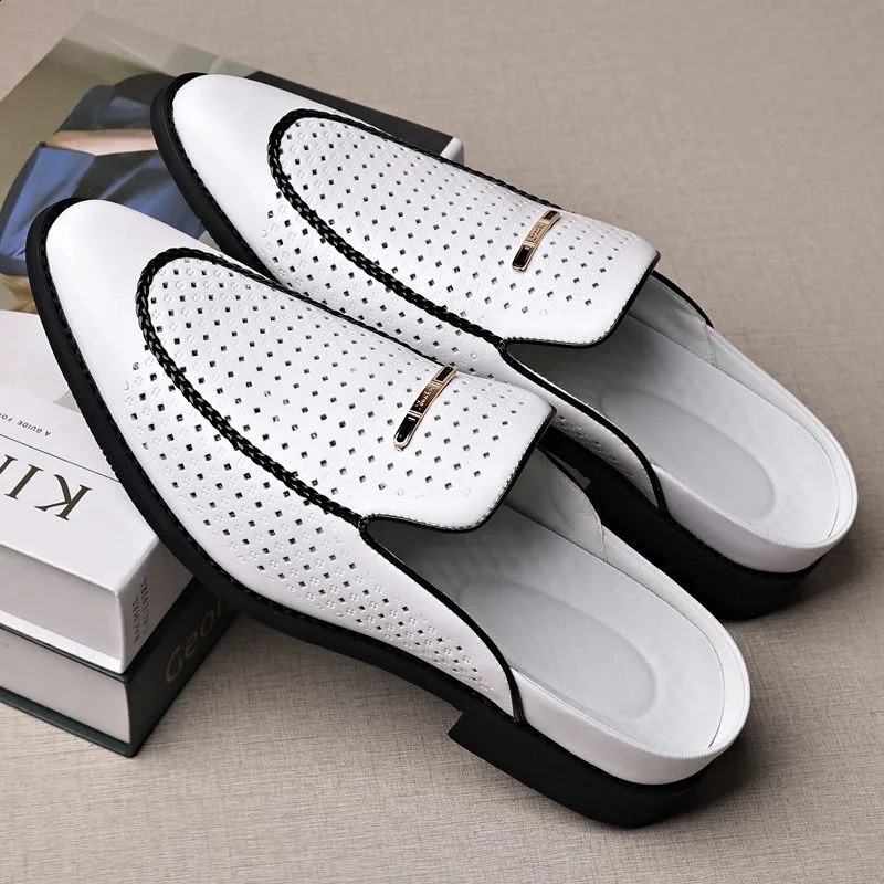 half shoes dress mules for man loafers shoe suit formal slippers for man casual business man slippers outdoor mules homme 260202