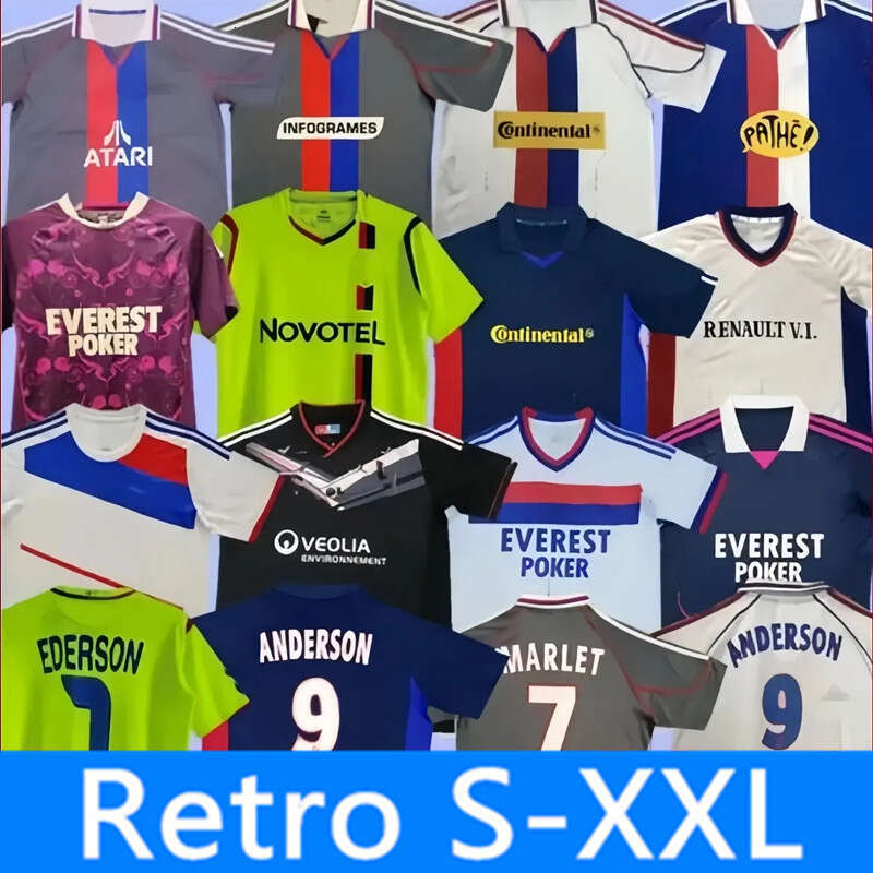 retro Lyonnais Lyon soccer jerseys Carriere GOVOU GOURCUFF TOULALAN BASTOS BENZEMA M.BASTOS JUNINHO Uniforms Men Football Shirt 2XL 2 sold
