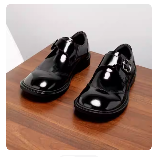 Genuine Leather Men's Shoes Buckle Monk Shoes Business Breathable Casual Leather Shoes Bright round Head Trendy Shoes