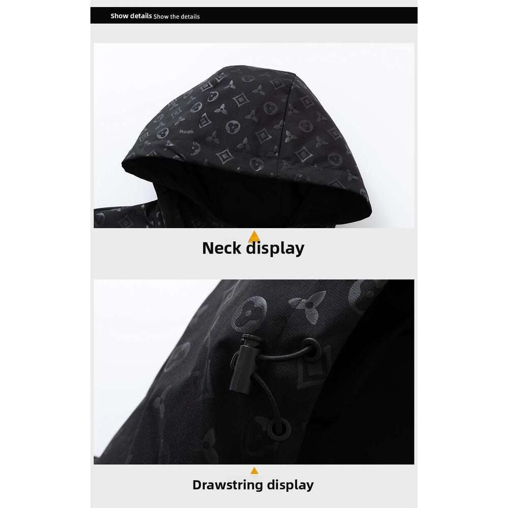 European-Style Jacket, New Autumn Men's Fashion Hooded Coat, Stylish And Trendy Printed Patchwork Top For Young Men