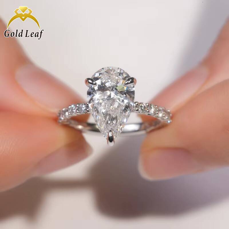 35CT Pear Cut Lab Diamonds Ring IGI Report Cvd HPHT Lab Grown Created Diamond Solid Gold Engagement Ring Jewelry Women