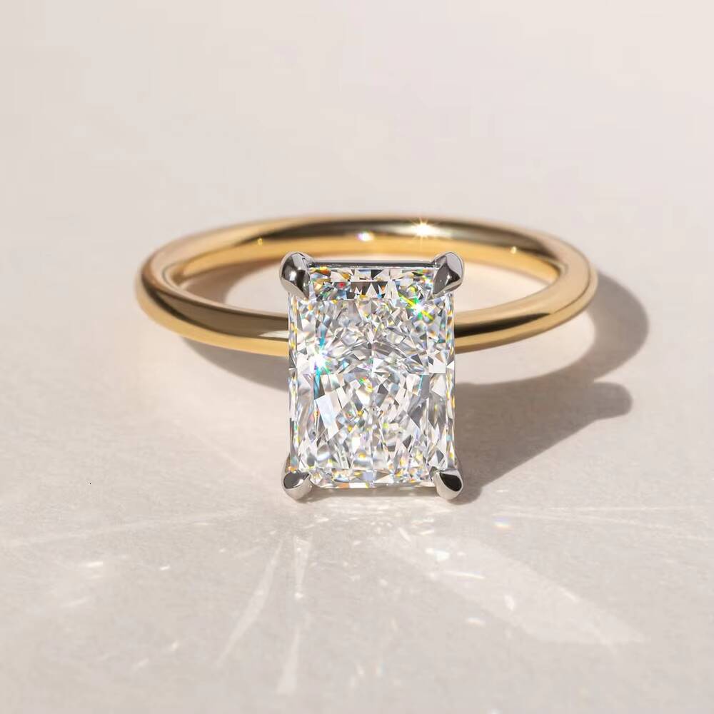 Factory Price Radiant Cut Moissanite Bridal Ring Gold Silver Platinum Setting Global Shipping in wholesale