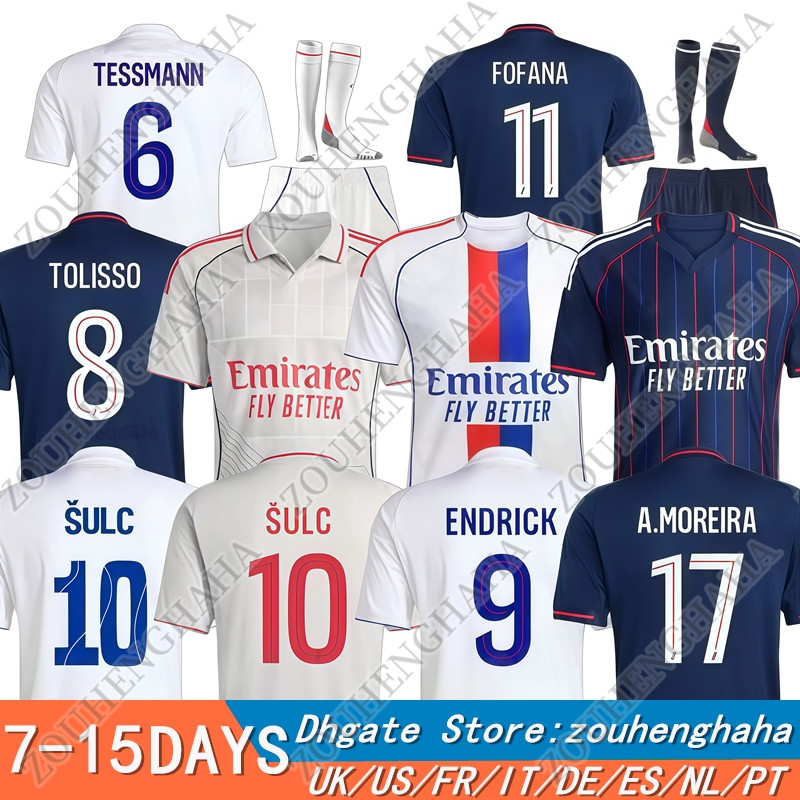 25-26 Lyon Soccer Jersey 2025 2026 olympique lyonnais Home Away Players Fans Version Football Shirt Kit ENDRICK A.MOREIRA TOLISSO SULC SATRIANO FOFANA MERAH TESSMANN