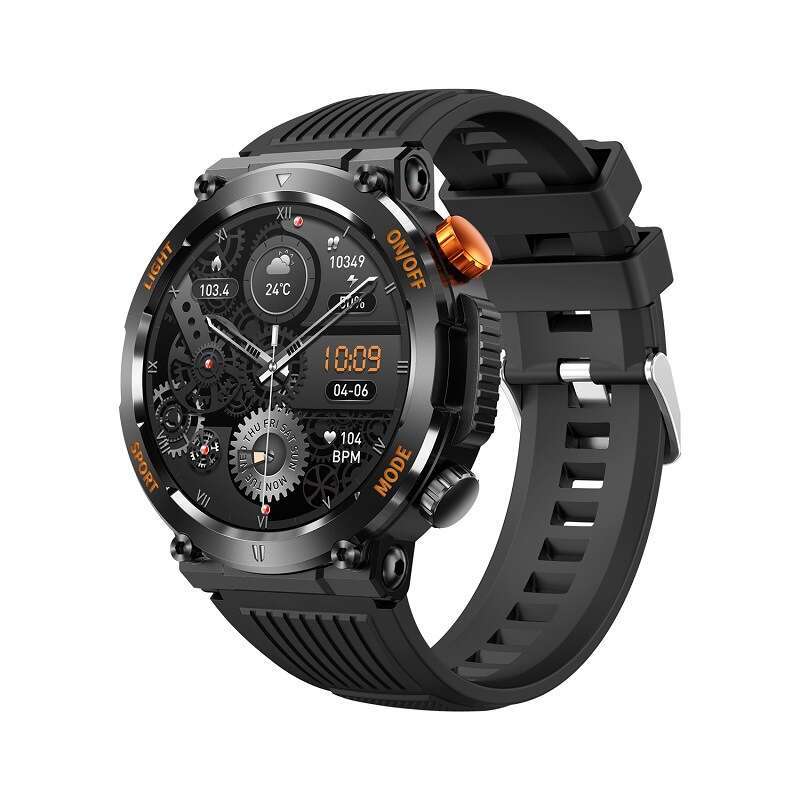 Rugged Outdoor Smart Watch with Bluetooth Call Heart Rate Blood Oxygen Monitoring Three-Proof Sports Wristwatch for Hiking and Running