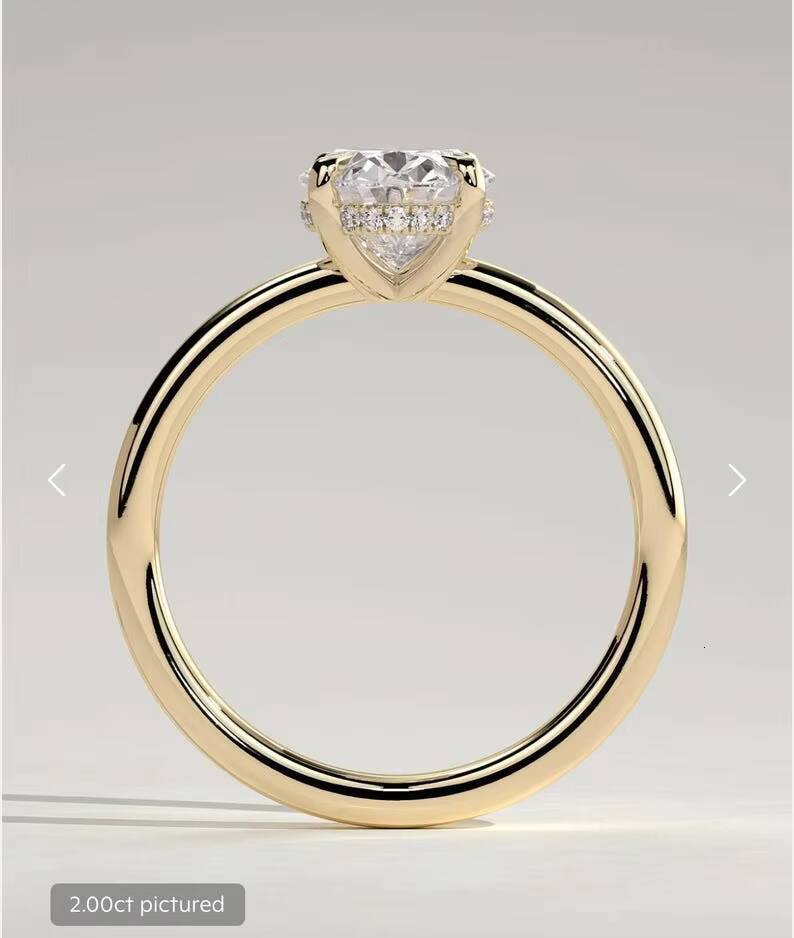Moissanite Oval Cut Diamond Premium Solitaire Ring For Women Gold Plated With 925 Silver High Quality Wedding Ring Gift For Her