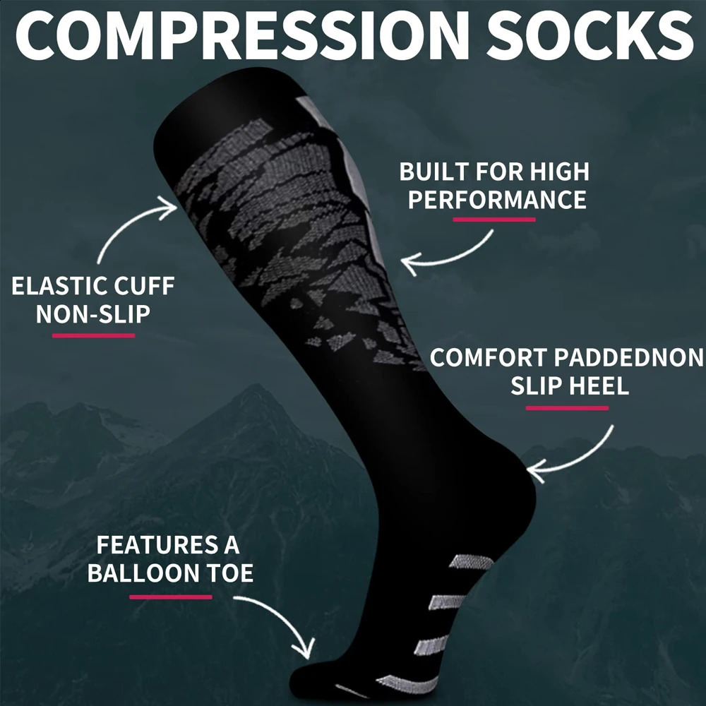 1 Pair Sports Compression Socks for Women and Men - Calf Support Socks for Running Nurses Flight Pregnancy Circulation Athletic 260626 - view 5
