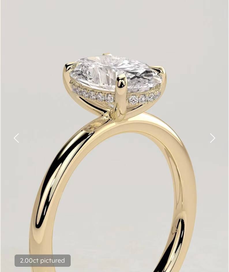 Moissanite Oval Cut Diamond Premium Solitaire Ring For Women Gold Plated With 925 Silver High Quality Wedding Ring Gift For Her