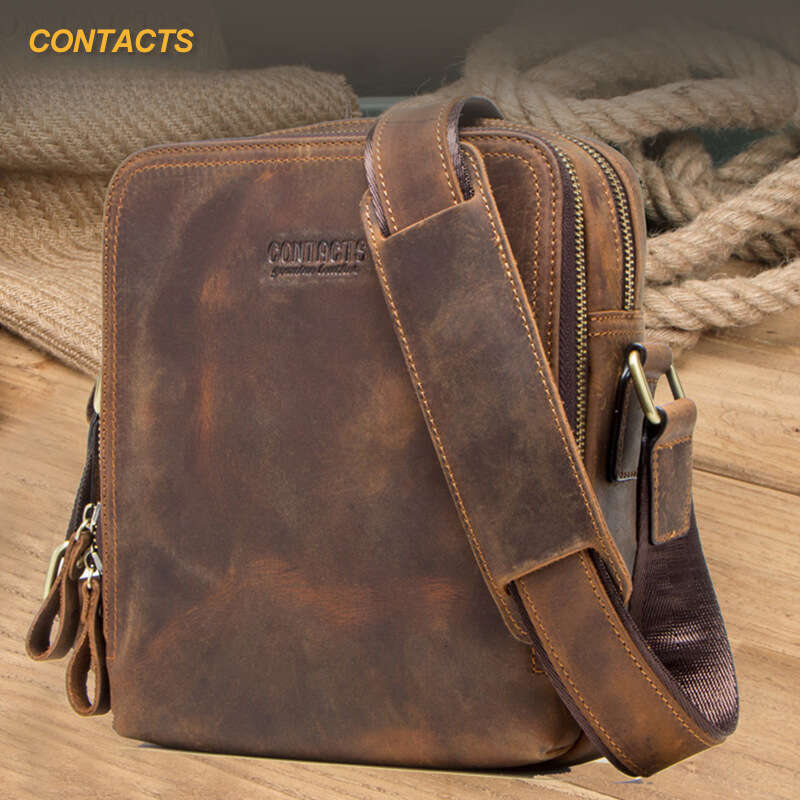 Luxury Shoulder Bags Totes Black Angel Factory Direct Sale Retro Crazy Horse Genuine Leather Men S Crossbody Bag Cross Border Dropshipping SENYY