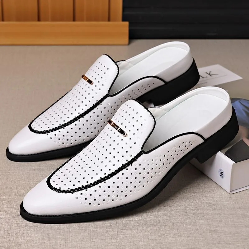 half shoes dress mules for man loafers shoe suit formal slippers for man casual business man slippers outdoor mules homme 260202