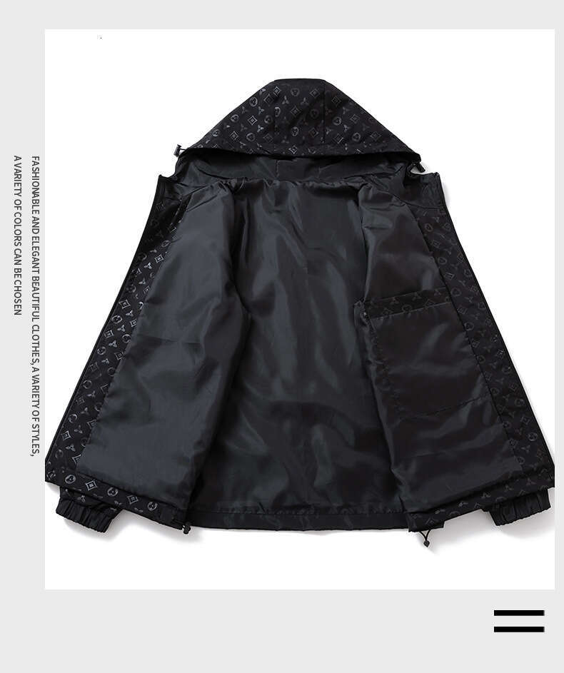 European-Style Jacket, New Autumn Men's Fashion Hooded Coat, Stylish And Trendy Printed Patchwork Top For Young Men