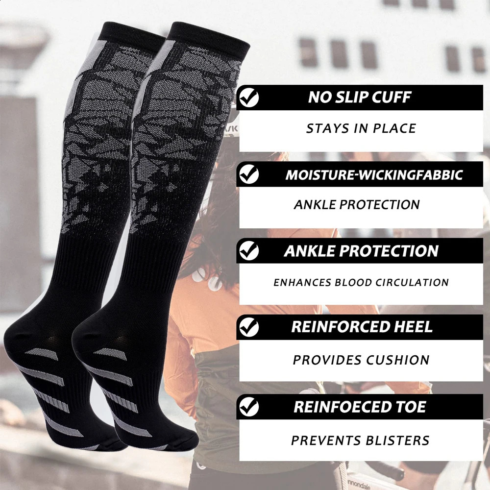 1 Pair Sports Compression Socks for Women and Men - Calf Support Socks for Running Nurses Flight Pregnancy Circulation Athletic 260626 - view 6