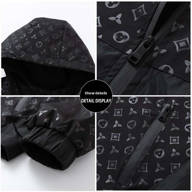 European-Style Jacket, New Autumn Men's Fashion Hooded Coat, Stylish And Trendy Printed Patchwork Top For Young Men