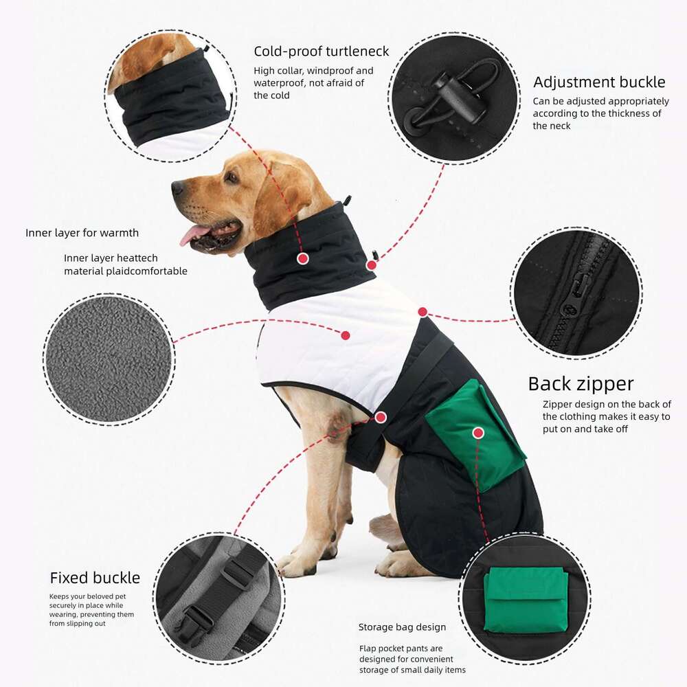 Famous brand winter thick dog clothes with plush insulation, Durbin pet cotton clothes, medium and large dog clothes for autumn and winter, in stock p
