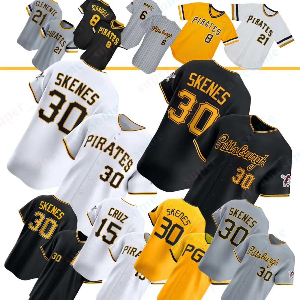 Paul Skenes Pirates Baseball Jersey Oneil Cruz Mitch Keller Bryan Reynolds Brandon Lowe Joey Bart Marcell Ozuna Ryan O Hearn Bubba Chandler Jason Kendall Clemente
