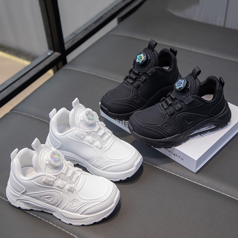 Free shipping Children's student white shoes,baby shoes boys' shoes, spring-autumn breathable shoes, rotating buttons, girls' sports sh