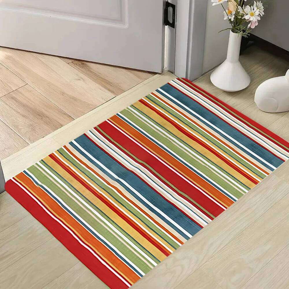 Paul Smith Striped Doormat Multicolor Rainbow Rug with Signature Logo Non-Slip Entrance Mat for Fashion Home Decor 26Y0211