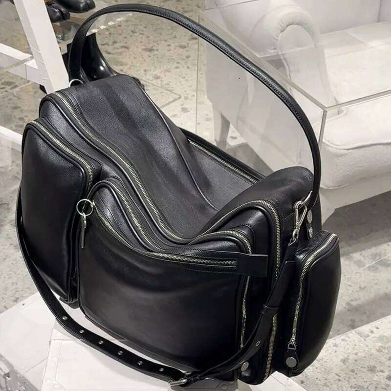 New Niche Retro Versatile Casual Lazy Zipper Portable Shoulder Multi-Pocket Trendy Locomotive Bag Suotong260222