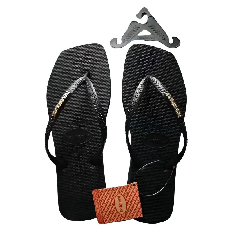 2025 Summer Womens Square Toe Rubber Flip Flops Casual Outdoor Beach Sandals Size 35-42 Womens Shoes260128