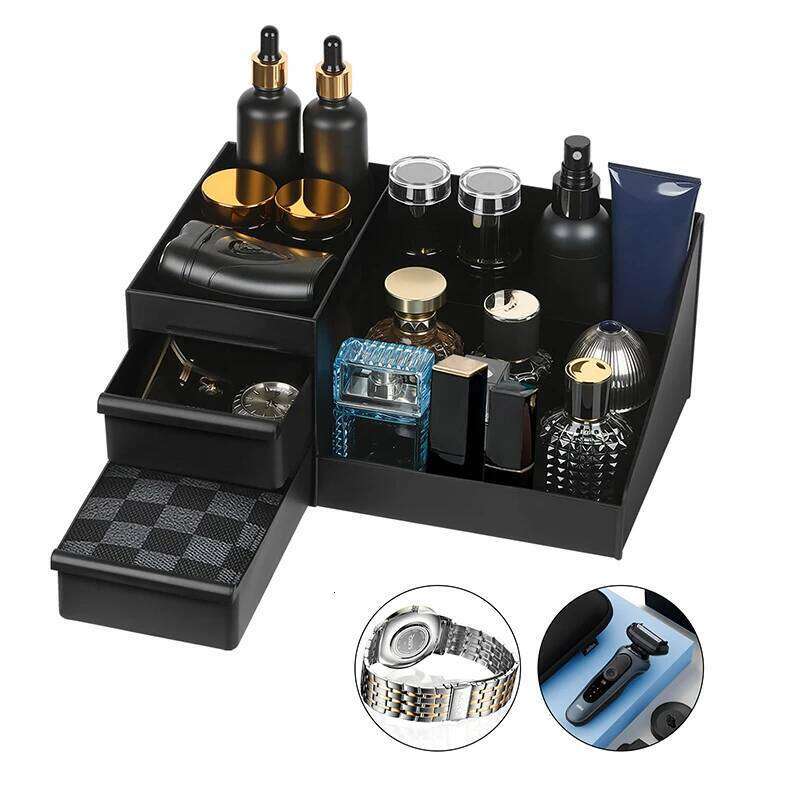 Men's Perfume Display Stand, Cologne Holder, Countertop Organizer with Drawers 26Y0211
