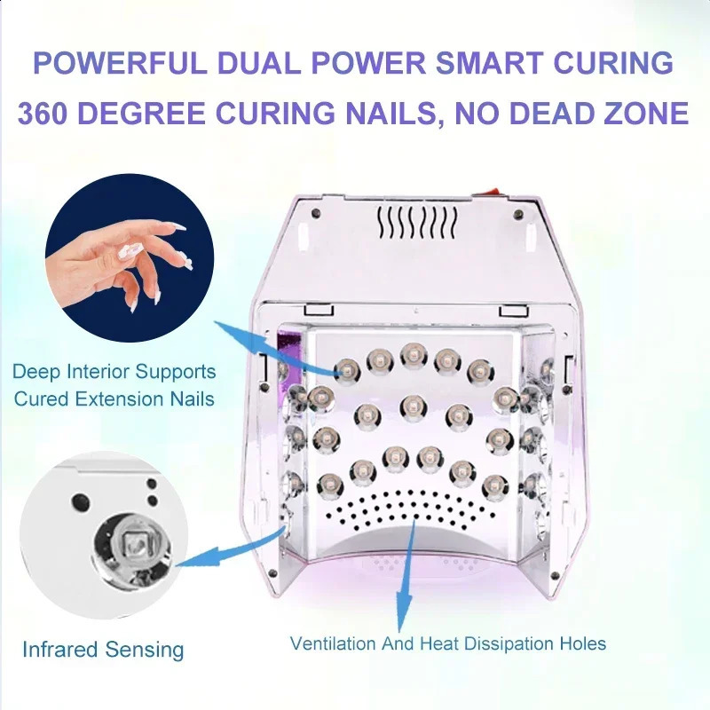 98W Rechargeable LED UV Lamp Cordless Battery Professional Nail Light with 4 Timers Fast Curing Nail Lamp for Salon and Home Use 260126
