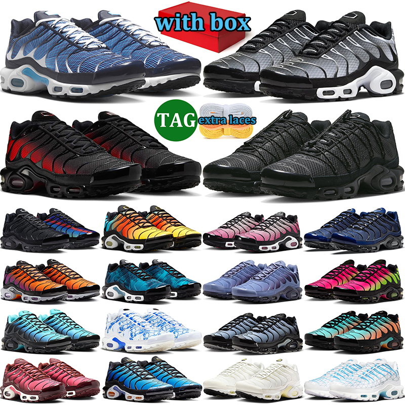 with box free shipping tn tns plus designer sneakers men women running shoes durable trainers outdoor comfortable sports shoe Black White Grey red