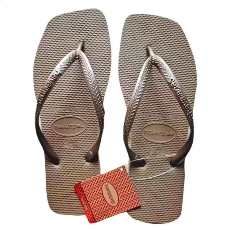 2025 Summer Womens Square Toe Rubber Flip Flops Casual Outdoor Beach Sandals Size 35-42 Womens Shoes260128