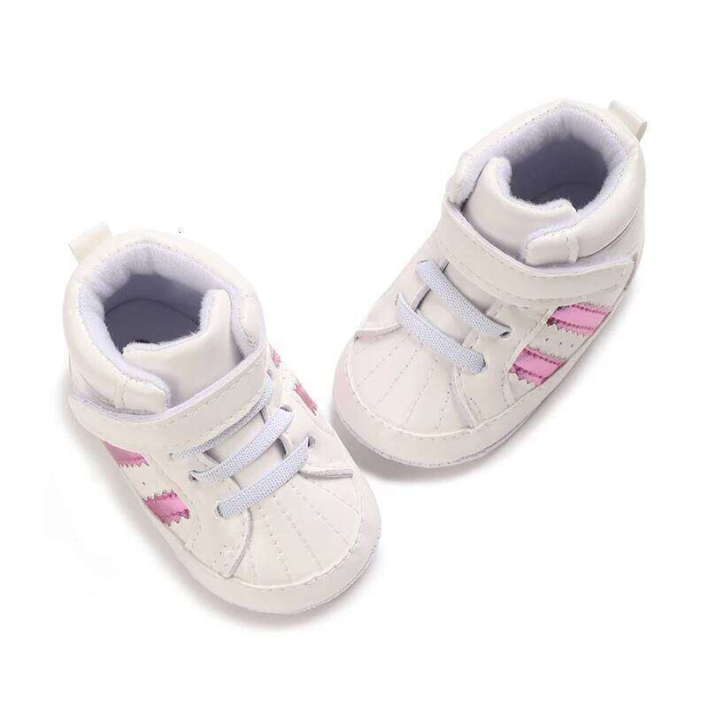 Baby Boys Girls High Tops Sneakers Soft Anti-Slip Sole Streaks Infant Newborn First Walking Crib Shoes 0-18M 26Y0212