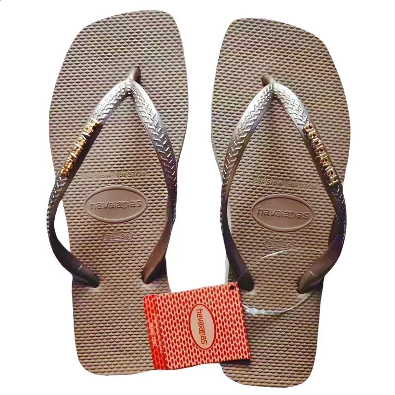 2025 Summer Womens Square Toe Rubber Flip Flops Casual Outdoor Beach Sandals Size 35-42 Womens Shoes260128