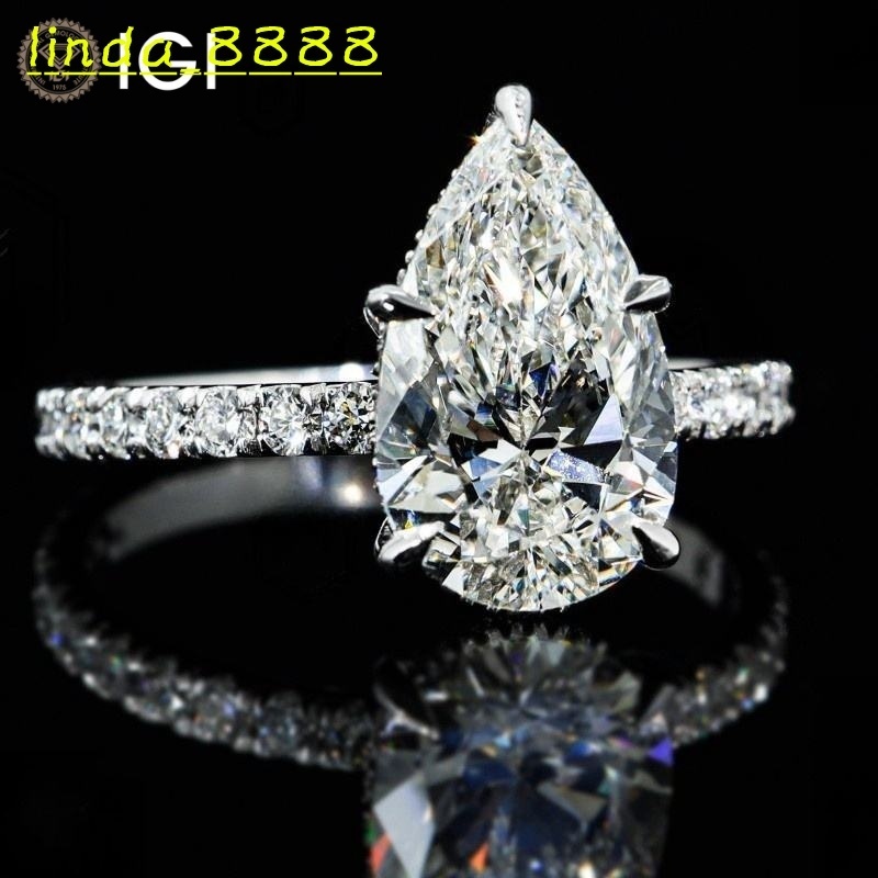 Igi Certified Cvd HPHT Lab Grown Created Diamond 14k 18k Solid Gold White Gold Rings Pear Cut Engagement Ring Jewelry for Women