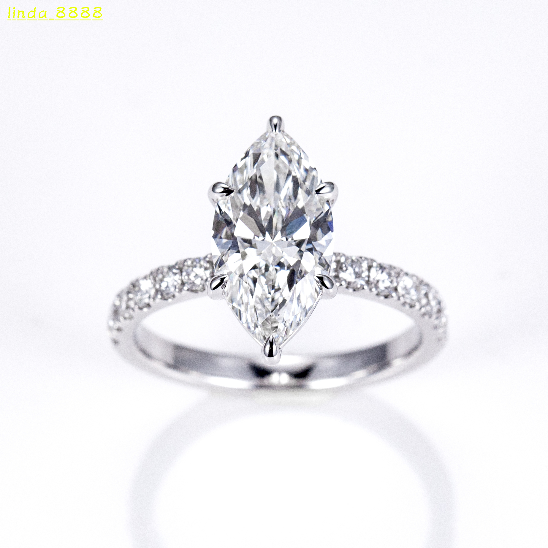 Messi Ready to Ship MSR-1125 18K White Gold 3CT D VS1 Marquise Cut Lab Grown Diamond Ring Women Wedding Engagement Ring