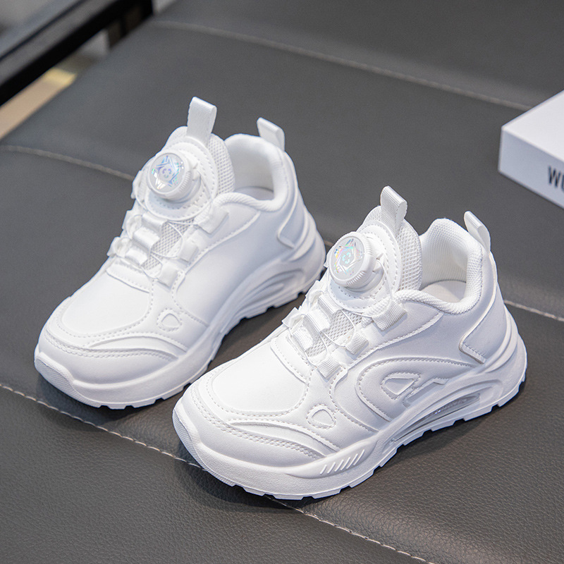 Free shipping Children's student white shoes,baby shoes boys' shoes, spring-autumn breathable shoes, rotating buttons, girls' sports sh