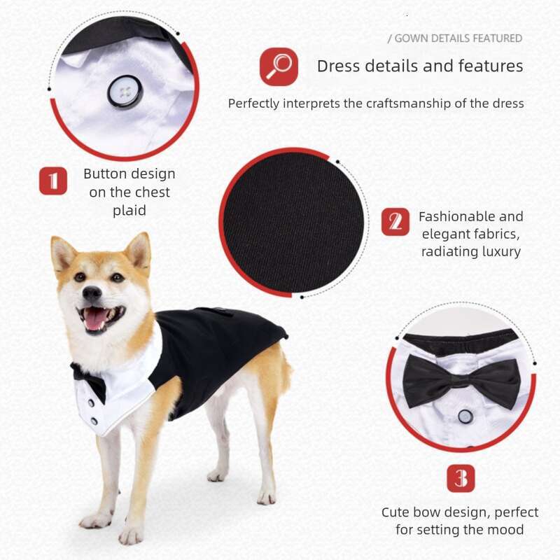 Famous brand cross-border dog suit summer thin pet clothes dog dress up gentleman's clothing handsome shirt dog clothes pupakaIK
