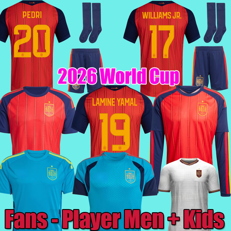 26 World Cup SPAIN Soccer Jerseys PEDRI GAVI LAMINE YAMAL MORATA Carvajal OLMO FERRAN RODRIGO Jersey SPANISH Men Kid Kit Football Shirt home away Fan Player