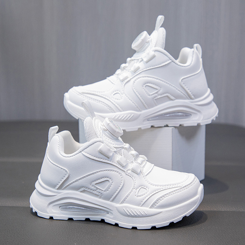 Free shipping Children's student white shoes,baby shoes boys' shoes, spring-autumn breathable shoes, rotating buttons, girls' sports sh