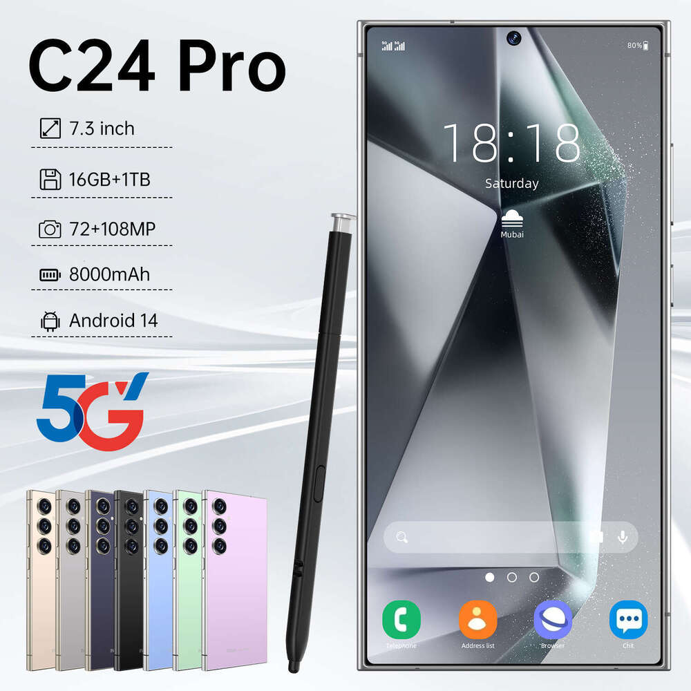Famous brand cross-border exclusive intelligent phone C24 Pro super large screen 16+1TB Android phone factory direct sales CKS