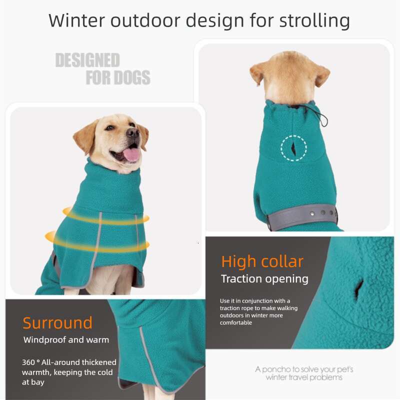 Famous brand pet winter clothes, large dog handsome dog cloak, thick lamb wool, cold proof and warm dog clothes in stock pupakaIK