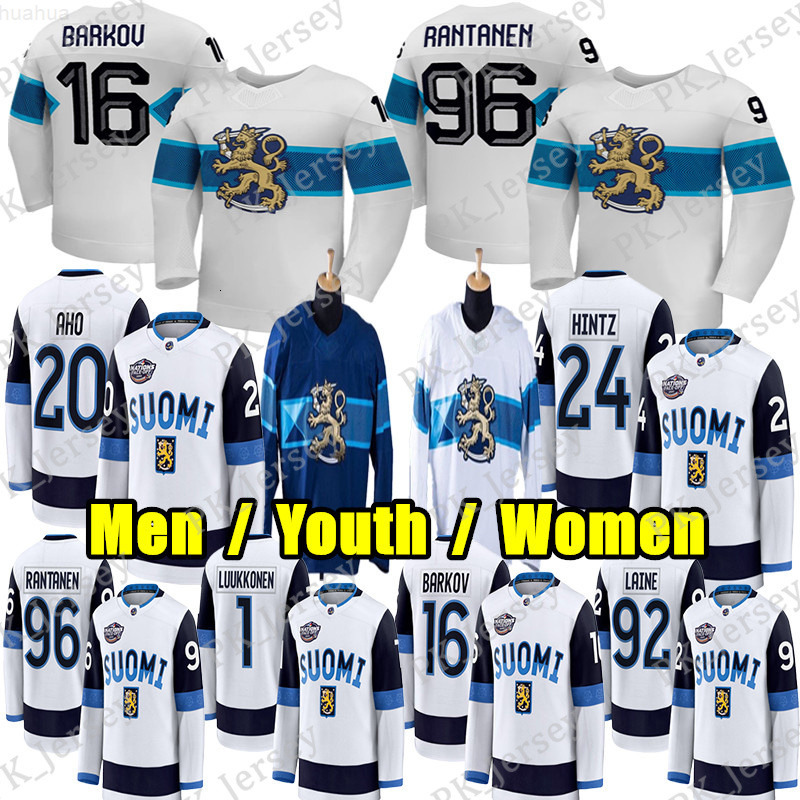 96 Mikko Rantanen team Finland hockey jersey 2026 olympices jersey 16 Aleksander Barkov Sebastian Aho Kaapo Kakko Ukko-Pekka Luukkonen Hintz Anton Lundell jerseys