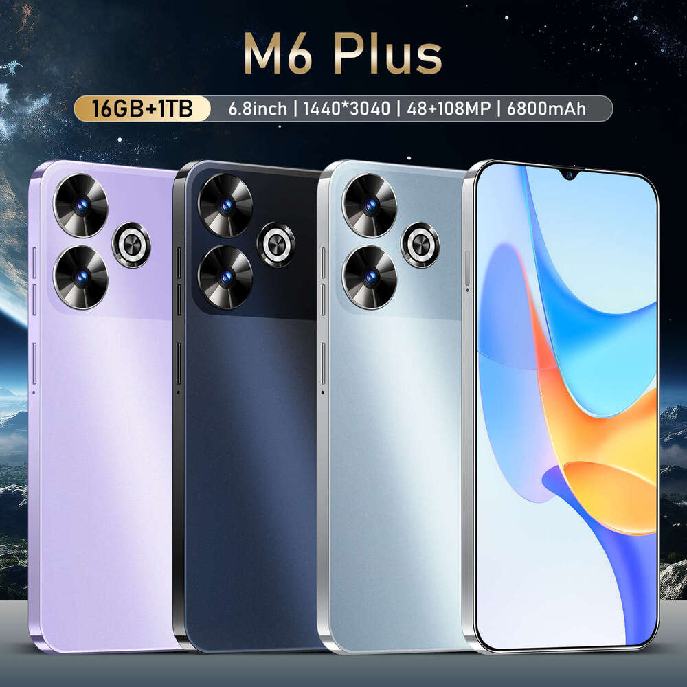 cross-border hot selling new product M6 Plus mobile phone 16+1TB foreign trade large screen smartphone source factory CKS