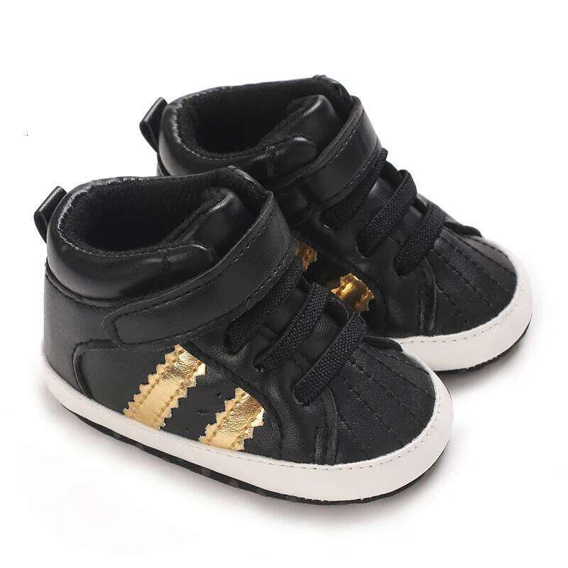 Baby Boys Girls High Tops Sneakers Soft Anti-Slip Sole Streaks Infant Newborn First Walking Crib Shoes 0-18M 26Y0212