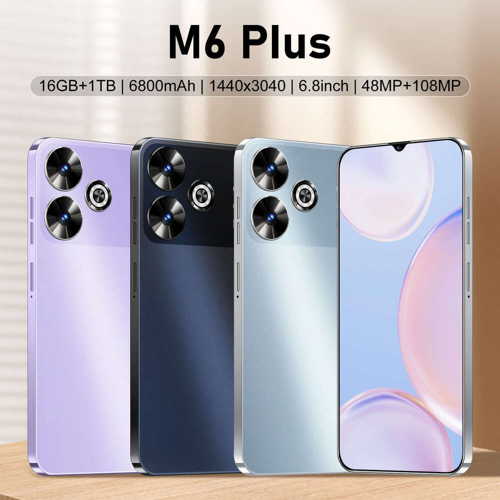 cross-border hot selling new product M6 Plus mobile phone 16+1TB foreign trade large screen smartphone source factory CKS
