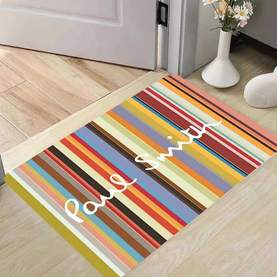 Paul Smith Striped Doormat Multicolor Rainbow Rug with Signature Logo Non-Slip Entrance Mat for Fashion Home Decor 26Y0211