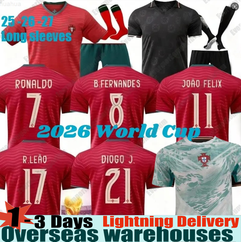 Portugal Soccer Jerseys 2025 2026 World Cup Portuguesa RoNalDo Jerseys JOAO FELIX BERNARDO B FERNANDES PEPE 25 26 27 Portugal Football Shirt Team Men Kids Kit