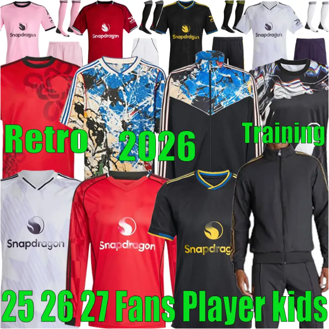 25 26 27 United Retro Soccer Jerseys GARNACHO HOJLUND MARTINEZ YORO football shirt B. FERNANDES Football Shirts men kids kits MAINOO ZIRKZEE AMAD training uniform