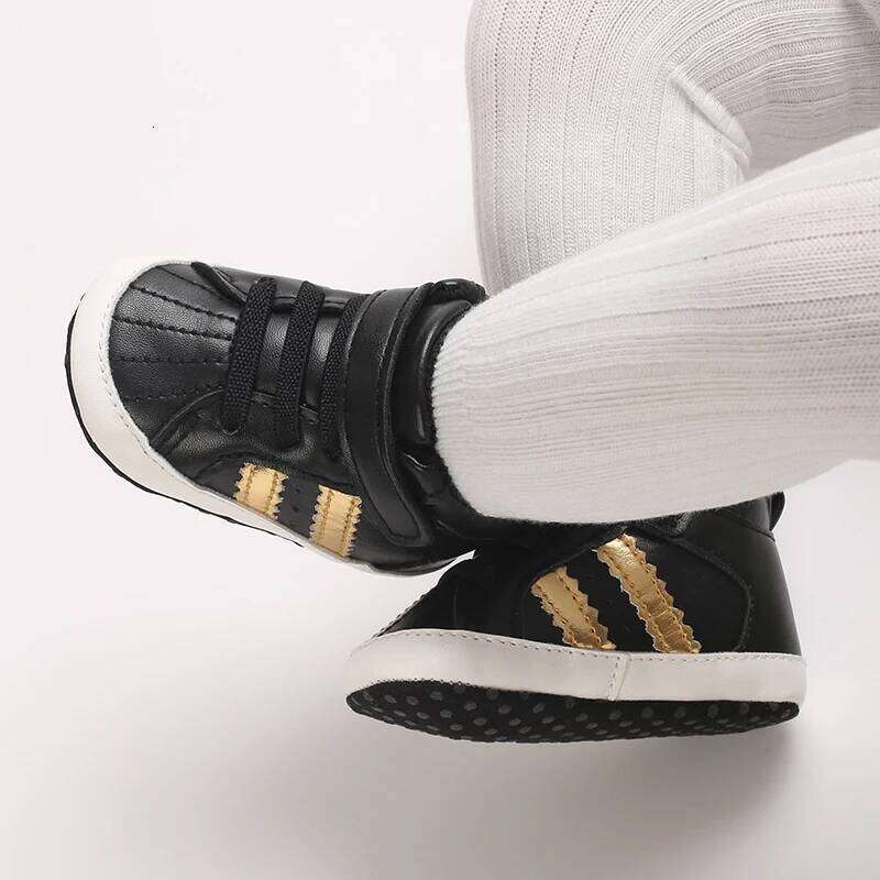 Baby Boys Girls High Tops Sneakers Soft Anti-Slip Sole Streaks Infant Newborn First Walking Crib Shoes 0-18M 26Y0212