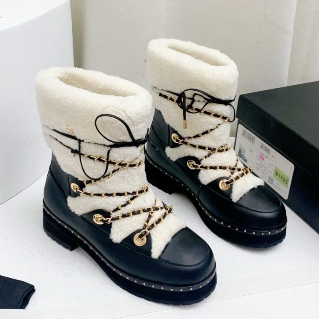 Womens Mini Ankle Snow boot Winter wool combat boots 10a Designer shoe Luxury Casual booties Classic suede Fur leather Boot Furry Wedge lace up Chunky Platform shoes