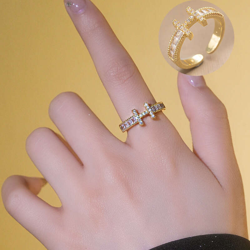 Full Diamond H Wedding Adjustable Open Ring Simple Hand Jewelry Couple Rings