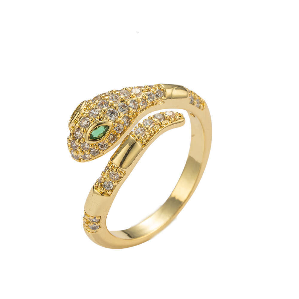 Snake-shaped Open Ring Adjustable Index Finger Ring With Micro-inlaid Zirconia